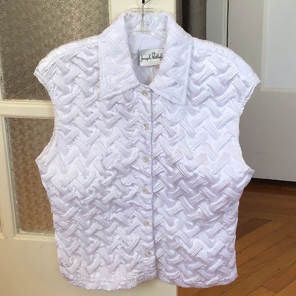 Joseph Ribkoff White Ruched Blouse